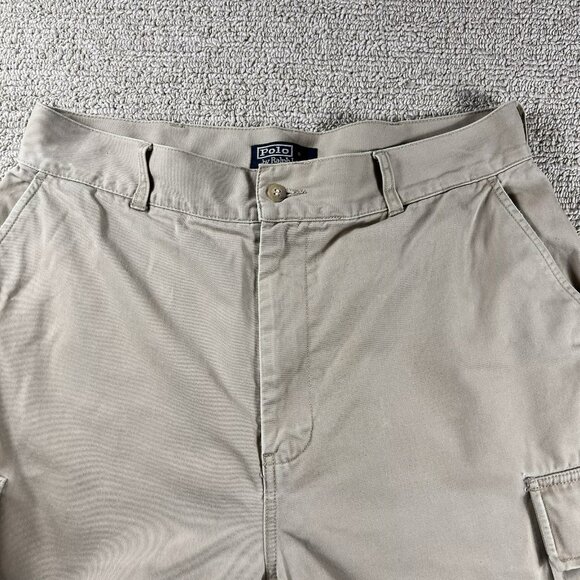 Polo Ralph Lauren Flat Front Cargo Shorts Pockets Beige Men’s Size 34 x 8 - Picture 2 of 6